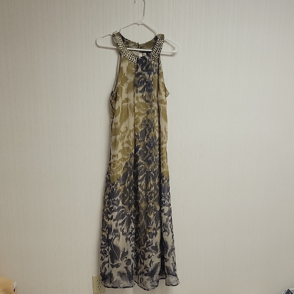 Cassee's Sleeveless Floral maxi Dress. Womens Medium. Sheer, Lined NWT cream